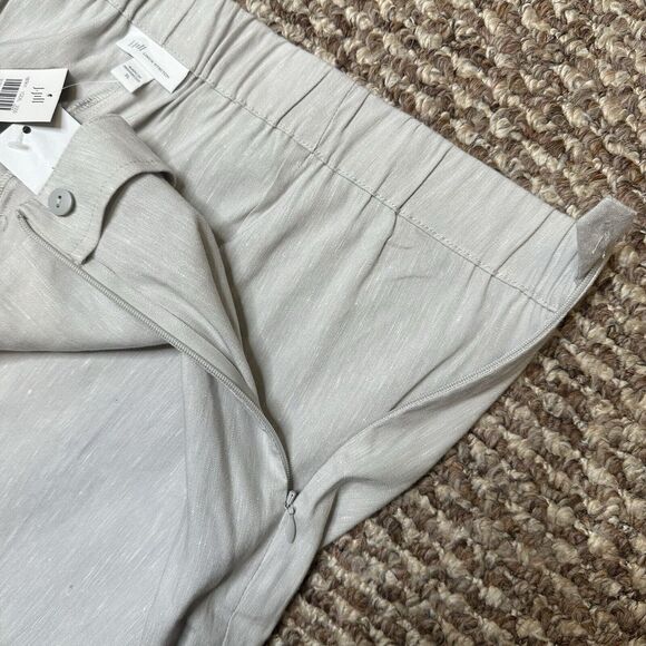 J Jill Pants Womens Sz XL Linen Stretch Capri Crop Buttons Side Zip Light Gray - Picture 9 of 16